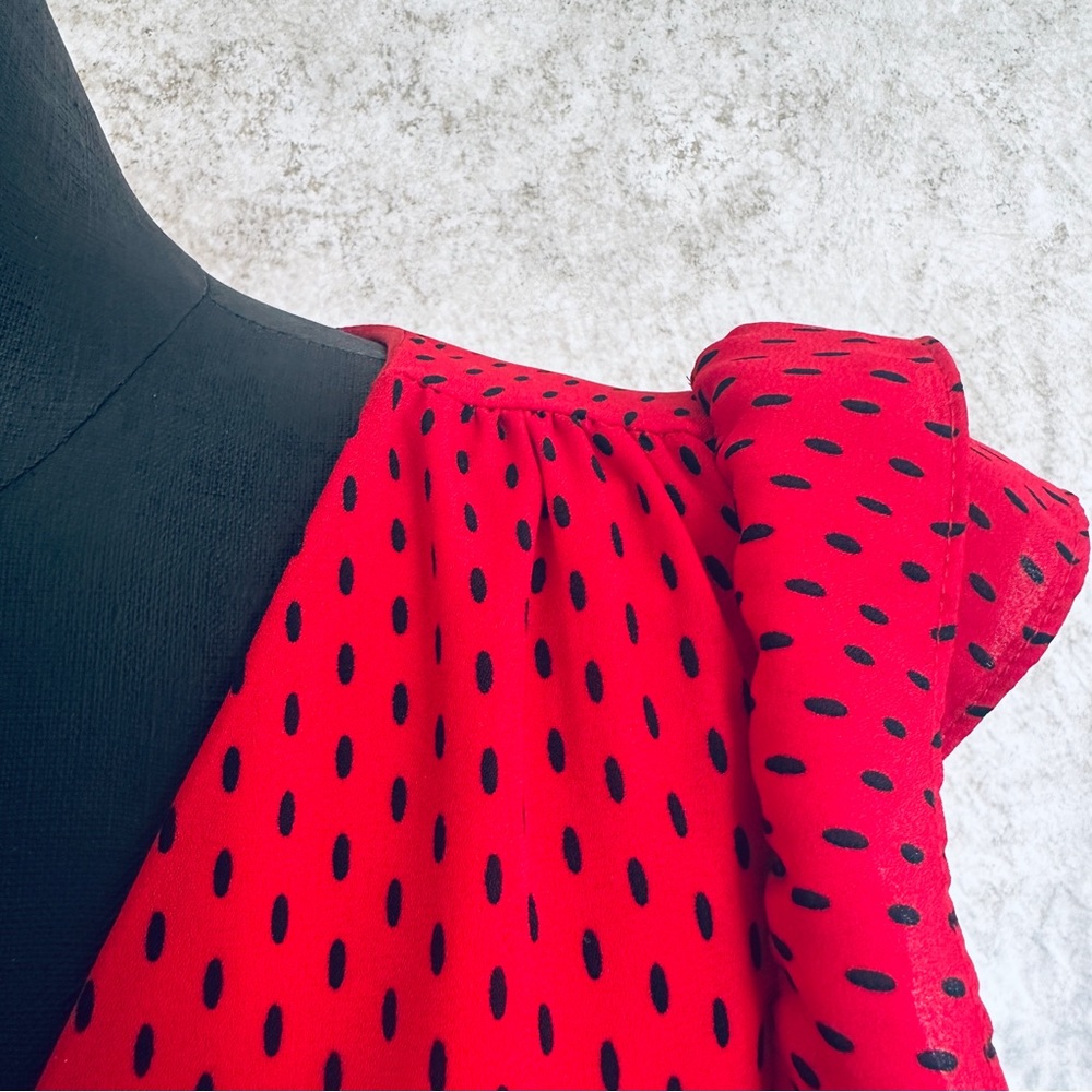 Banana Republic Red Midi Dress with Ruffle Sleeves - Picture 10 of 13